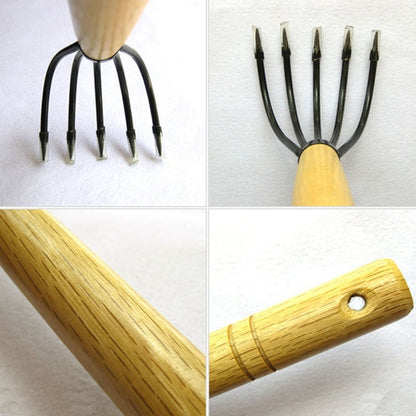 Steel Claw Rake Gardening Tool with Wooden Handle by HitMyNeed
