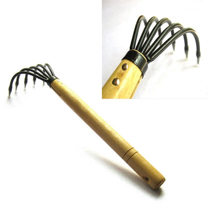 Steel Claw Rake Gardening Tool with Wooden Handle by HitMyNeed