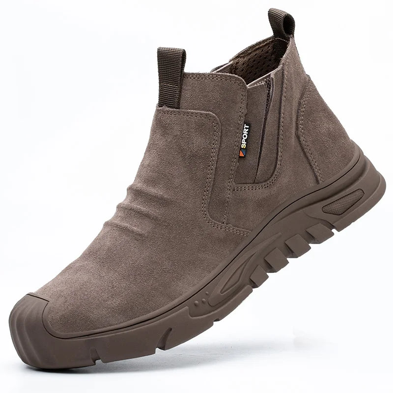 Steel Toe Anti-Puncture Safety Work Boots for Men brown 38.0 by HitMyNeed