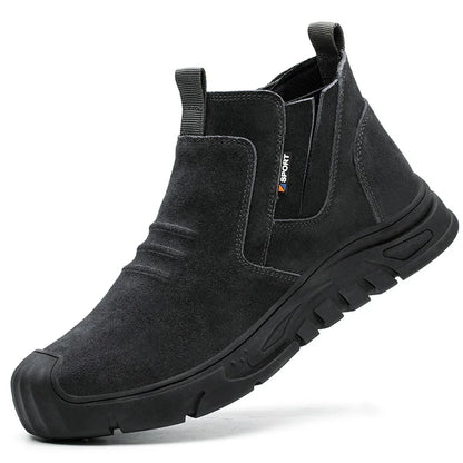 Steel Toe Anti-Puncture Safety Work Boots for Men dark-grey 40.0 by HitMyNeed