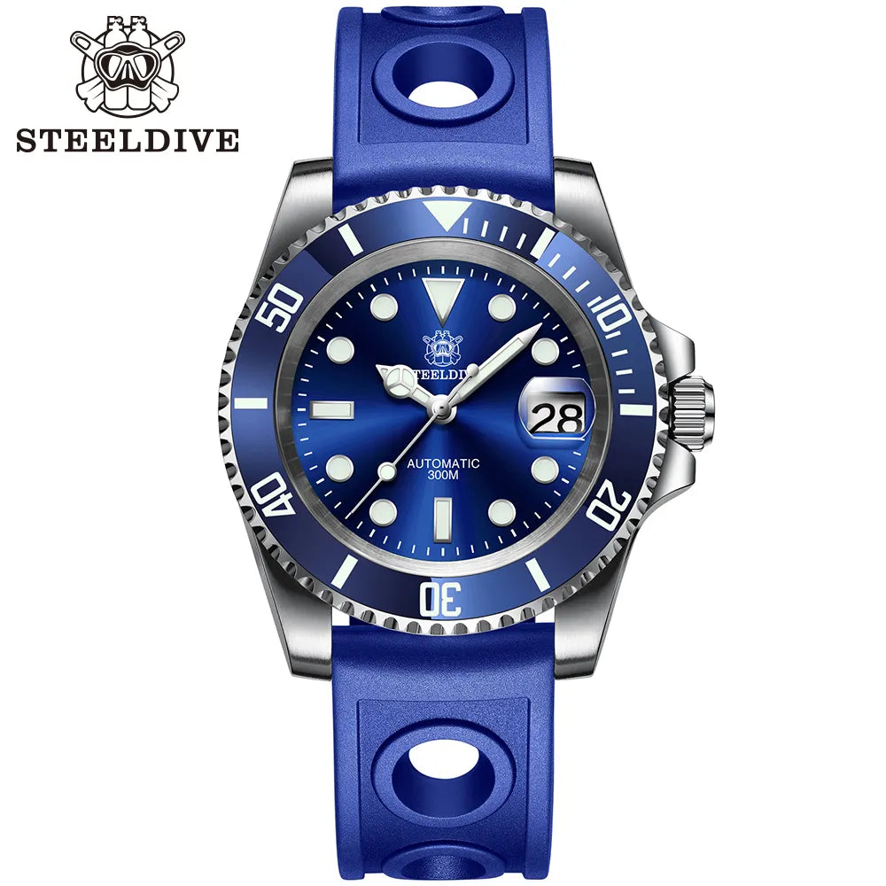 Steeldive 41mm NH35 Automatic Dive Watch 300M 53bl-lr-blue by HitMyNeed