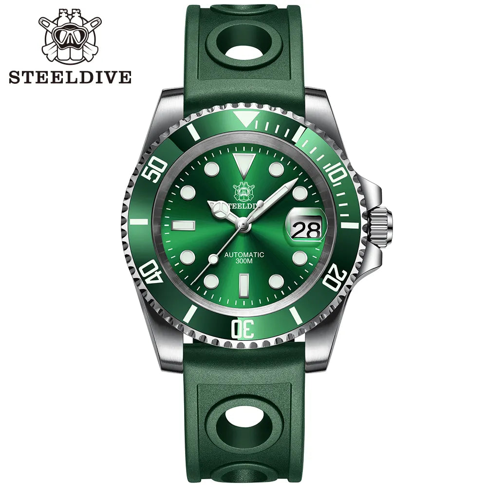 Steeldive 41mm NH35 Automatic Dive Watch 300M 53gr-gr-green by HitMyNeed
