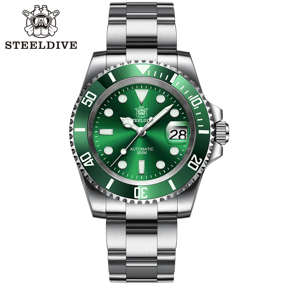 Steeldive 41mm NH35 Automatic Dive Watch 300M 53gr-ss-green by HitMyNeed