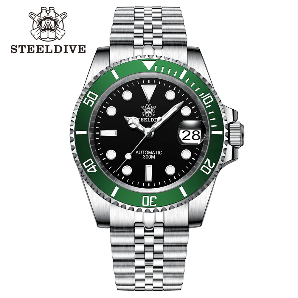 Steeldive 41mm NH35 Automatic Dive Watch 300M 53hh-gr-jbl by HitMyNeed