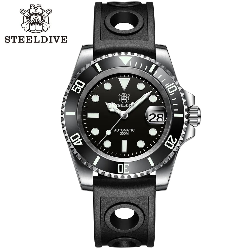 Steeldive 41mm NH35 Automatic Dive Watch 300M 53hh-hr-black by HitMyNeed