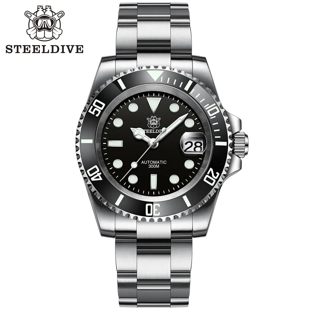 Steeldive 41mm NH35 Automatic Dive Watch 300M 53hh-ss-black by HitMyNeed