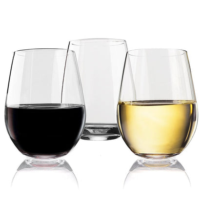 Stemless Wine Glasses Set of 4 - Shatter-Resistant 450ml by HitMyNeed