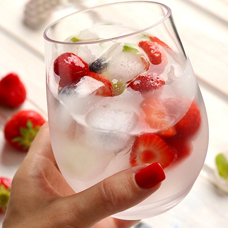 Stemless Wine Glasses Set of 4 - Shatter-Resistant 450ml by HitMyNeed