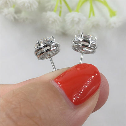 Sterling Silver 1ct Zirconia Round Stud Earrings by HitMyNeed