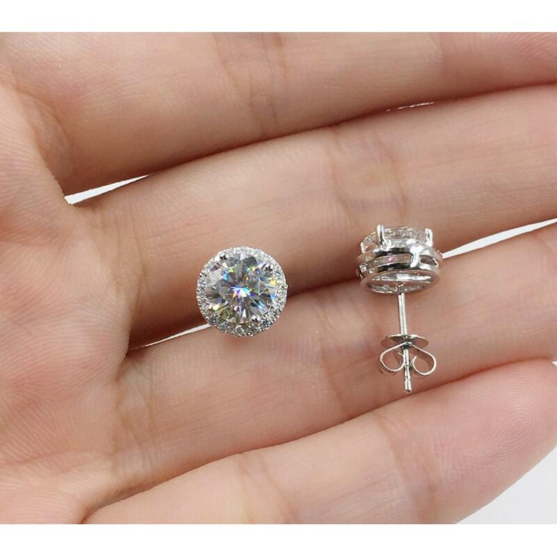 Sterling Silver 1ct Zirconia Round Stud Earrings by HitMyNeed