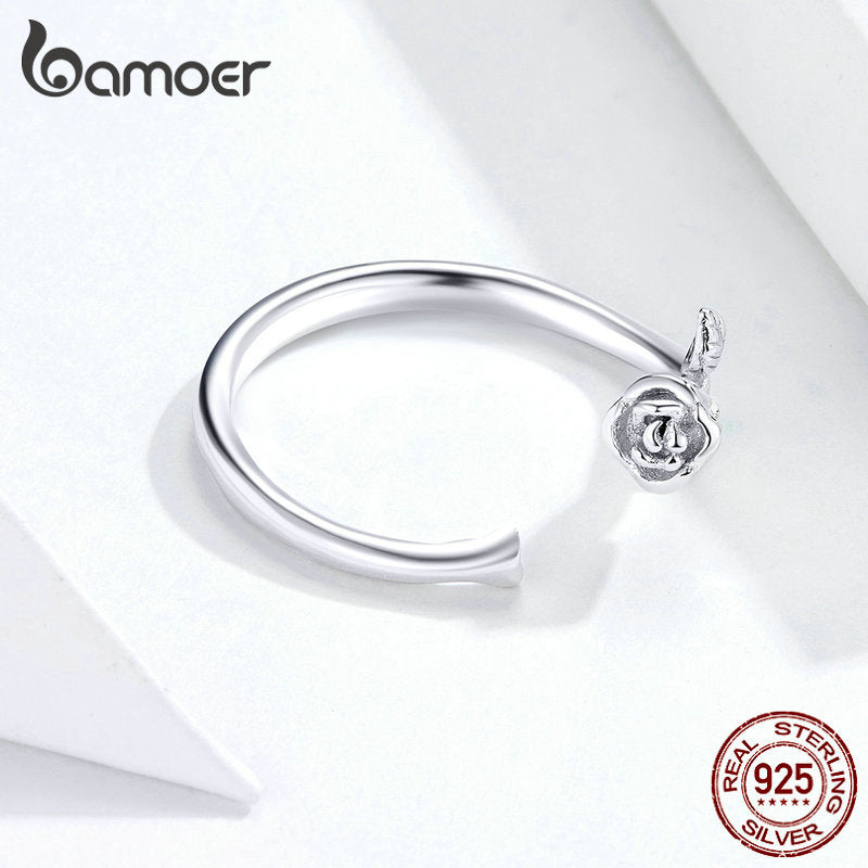 Sterling Silver Adjustable Rose Ring for Women by HitMyNeed