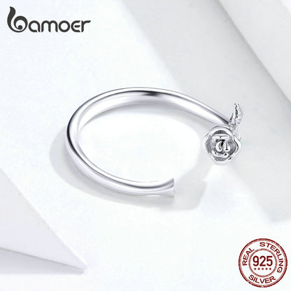 Sterling Silver Adjustable Rose Ring for Women by HitMyNeed