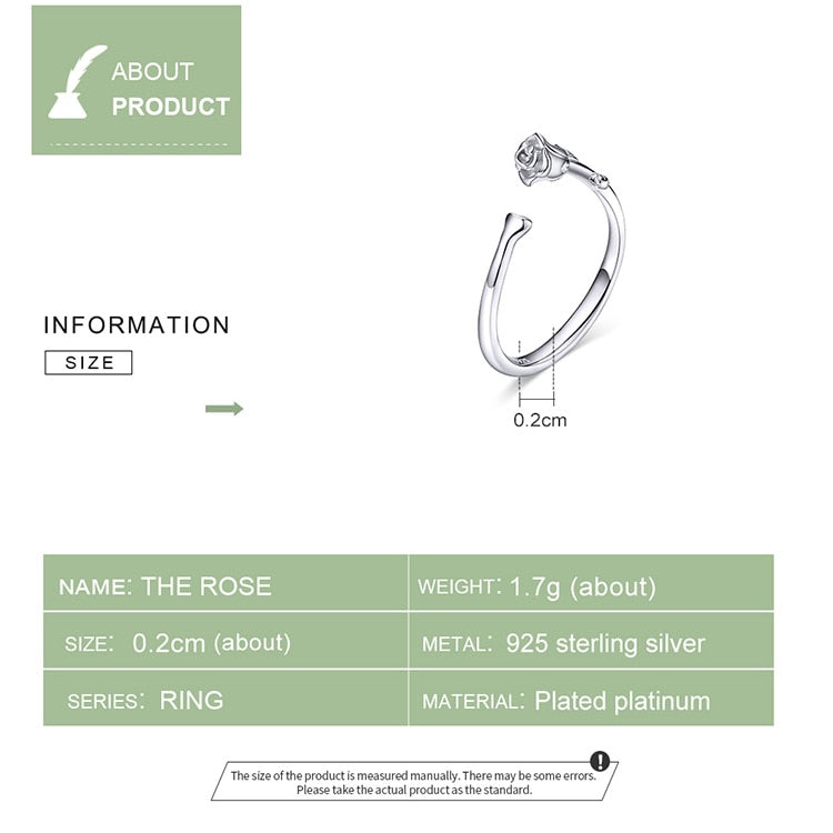 Sterling Silver Adjustable Rose Ring for Women by HitMyNeed