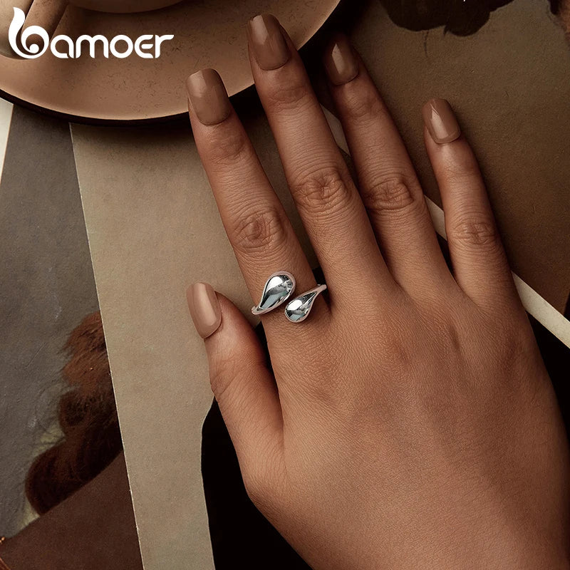 Sterling Silver Adjustable Water Droplet Ring by HitMyNeed