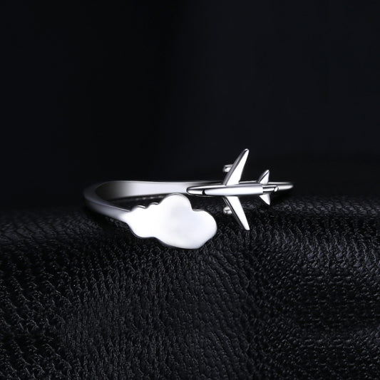 Sterling Silver Airplane Ring Adjustable S925 by HitMyNeed