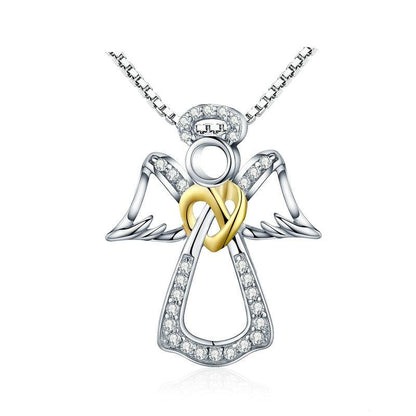 Sterling Silver Angel Pendant Necklace with CZ Stones by HitMyNeed