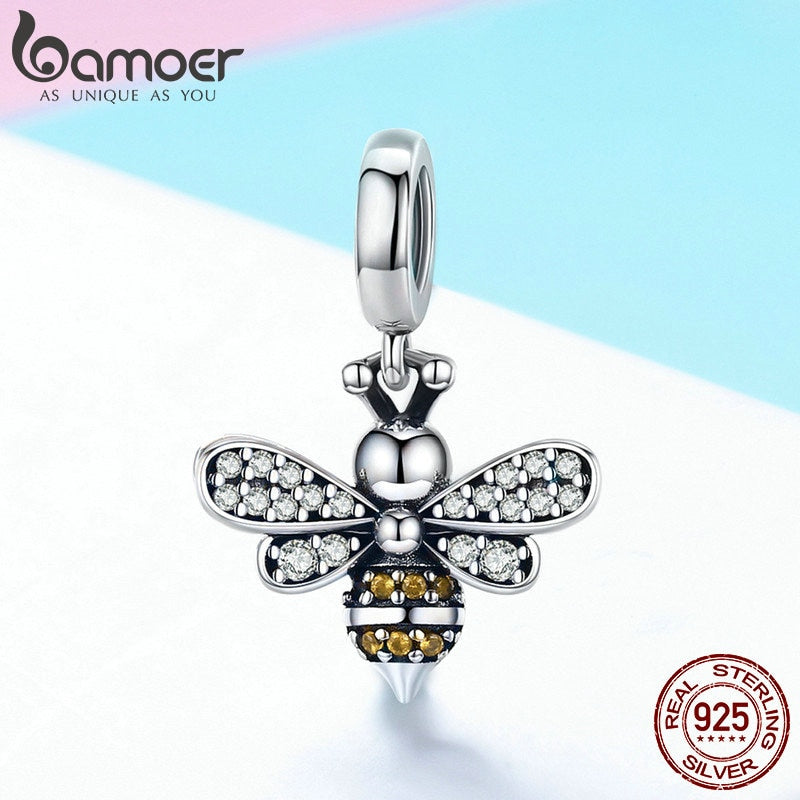 Sterling Silver Bee Charm Bracelet Pendant by HitMyNeed