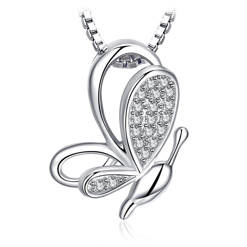 Sterling Silver Butterfly Pendant with Cubic Zirconia by HitMyNeed