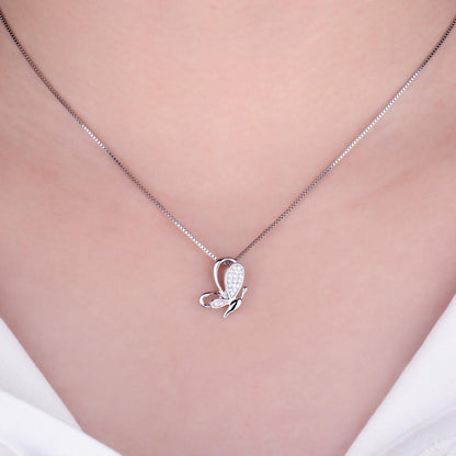 Sterling Silver Butterfly Pendant with Cubic Zirconia by HitMyNeed