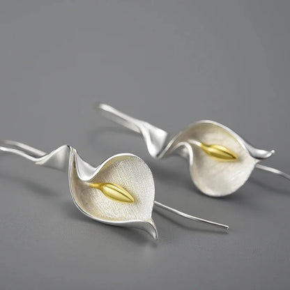 Sterling Silver Calla Lily Dangle Earrings by HitMyNeed