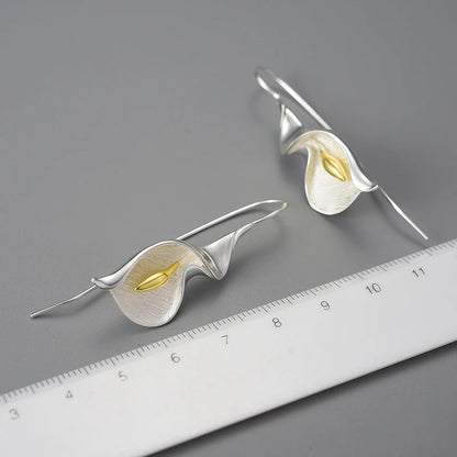 Sterling Silver Calla Lily Dangle Earrings by HitMyNeed