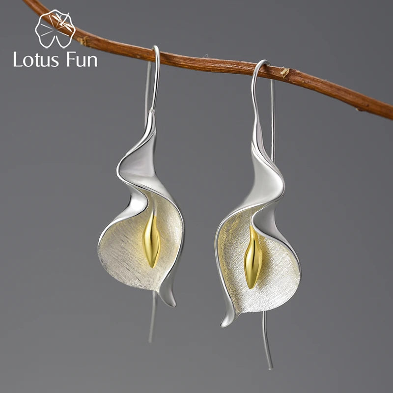 Sterling Silver Calla Lily Dangle Earrings silver by HitMyNeed