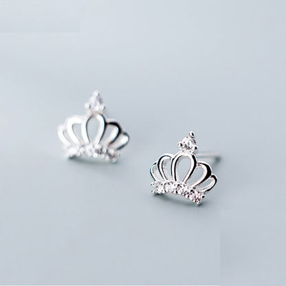 Sterling Silver Crown Stud Earrings for Women by HitMyNeed