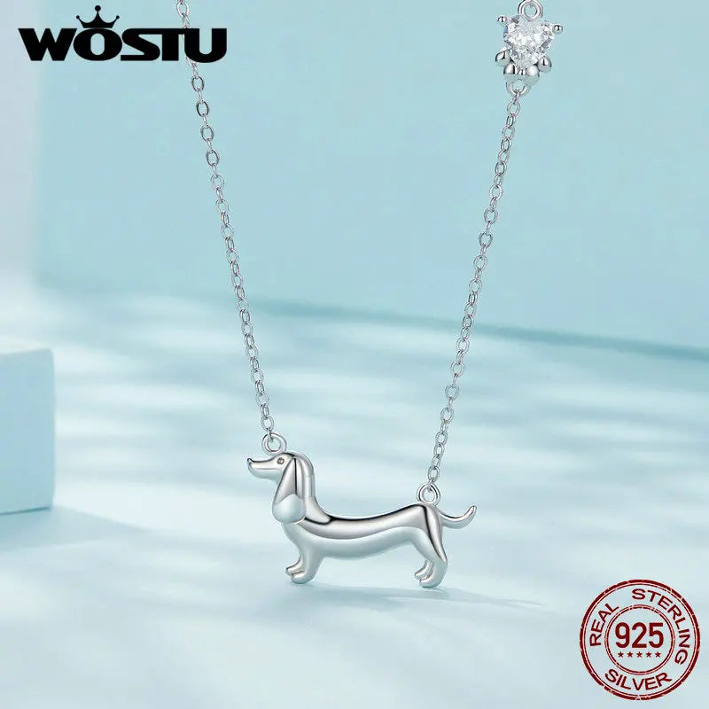 Sterling Silver Dachshund Necklace for Dog Lovers by HitMyNeed