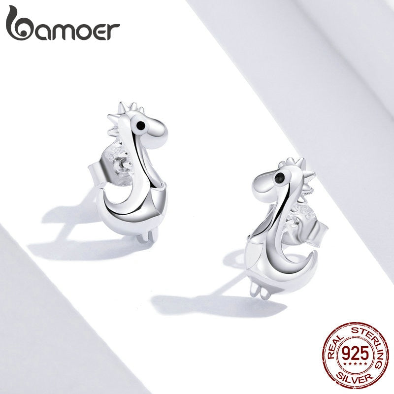 Sterling Silver Dinosaur Stud Earrings for Women by HitMyNeed
