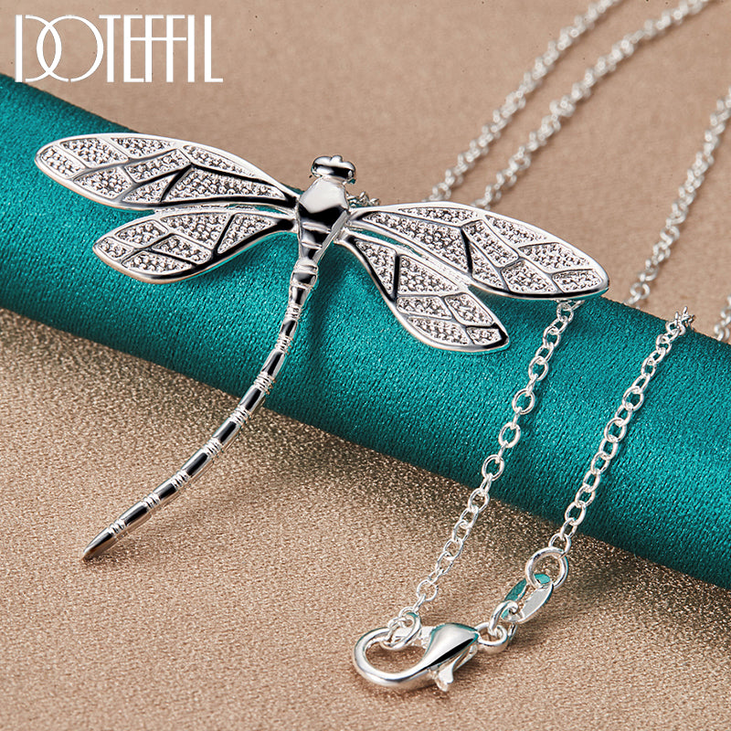 Sterling Silver Dragonfly Pendant Necklace o-chain 40cm by HitMyNeed
