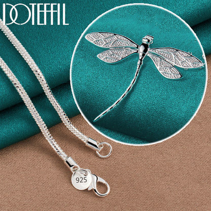 Sterling Silver Dragonfly Pendant Necklace snake-chain 60cm by HitMyNeed