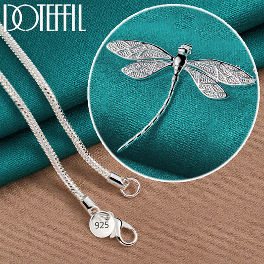 Sterling Silver Dragonfly Pendant Necklace snake-chain 60cm by HitMyNeed