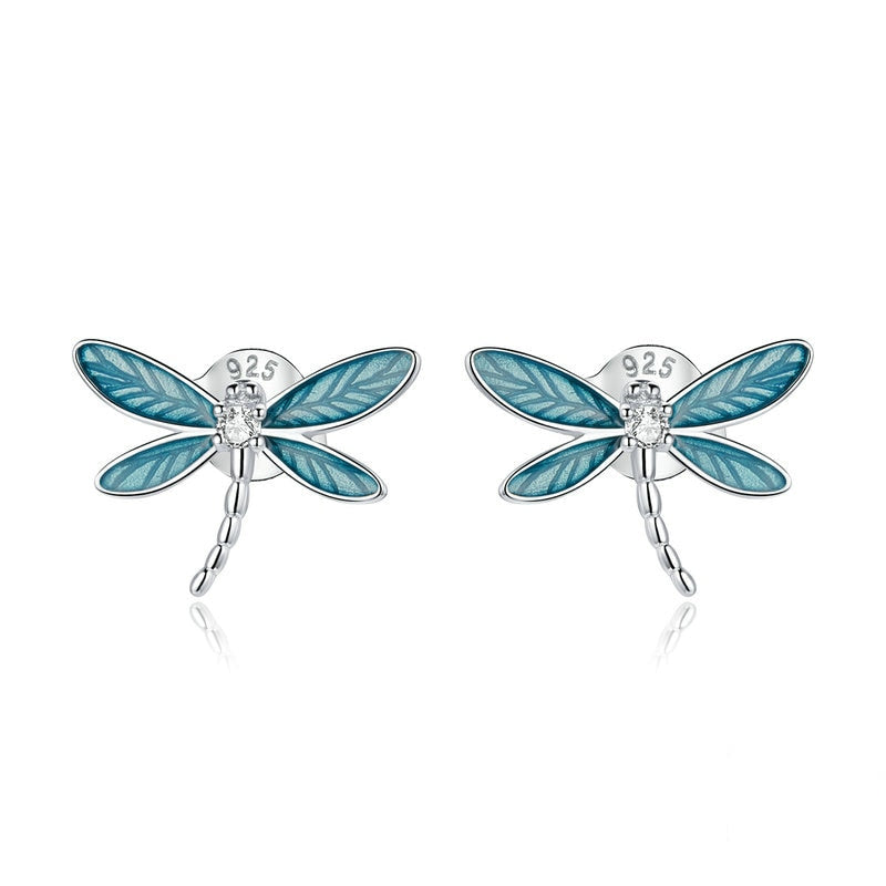 Sterling Silver Dragonfly Stud Earrings for Women by HitMyNeed