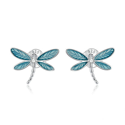 Sterling Silver Dragonfly Stud Earrings for Women by HitMyNeed