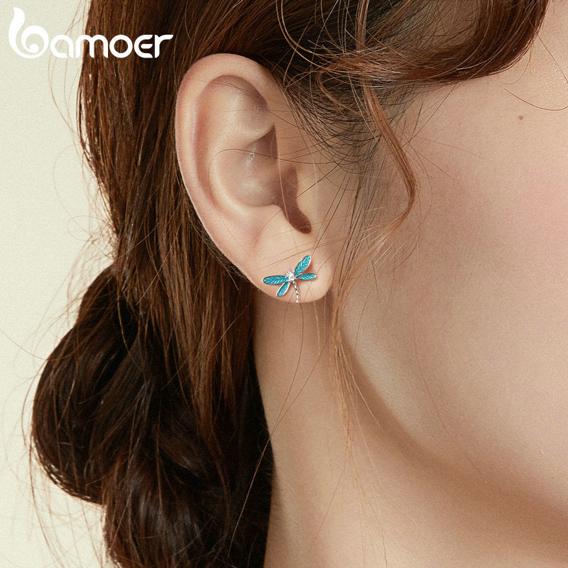 Sterling Silver Dragonfly Stud Earrings for Women by HitMyNeed