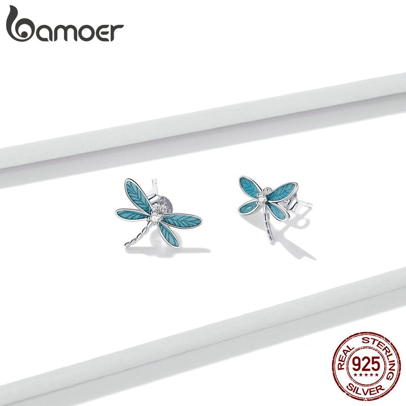 Sterling Silver Dragonfly Stud Earrings for Women by HitMyNeed