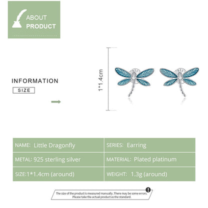 Sterling Silver Dragonfly Stud Earrings for Women by HitMyNeed