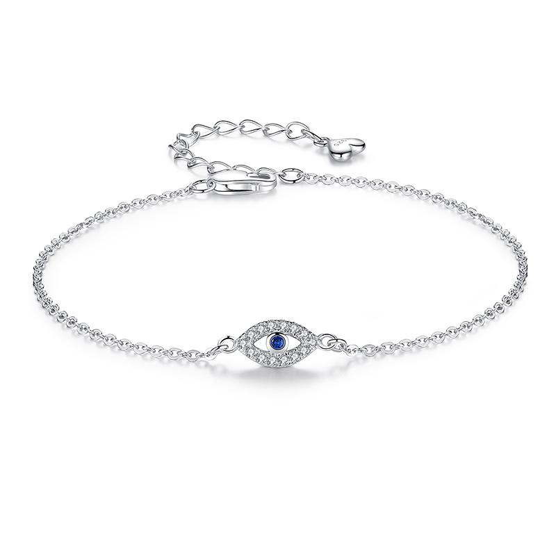 Sterling Silver Evil Eye Bracelet for Women by HitMyNeed