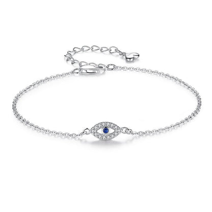 Sterling Silver Evil Eye Bracelet for Women by HitMyNeed