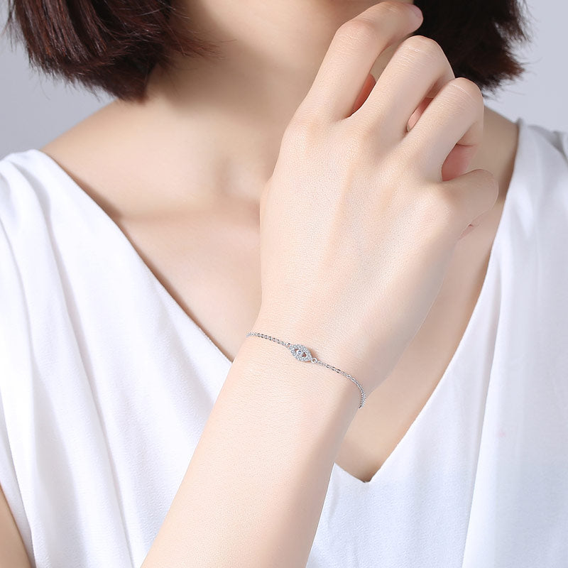 Sterling Silver Evil Eye Bracelet for Women by HitMyNeed