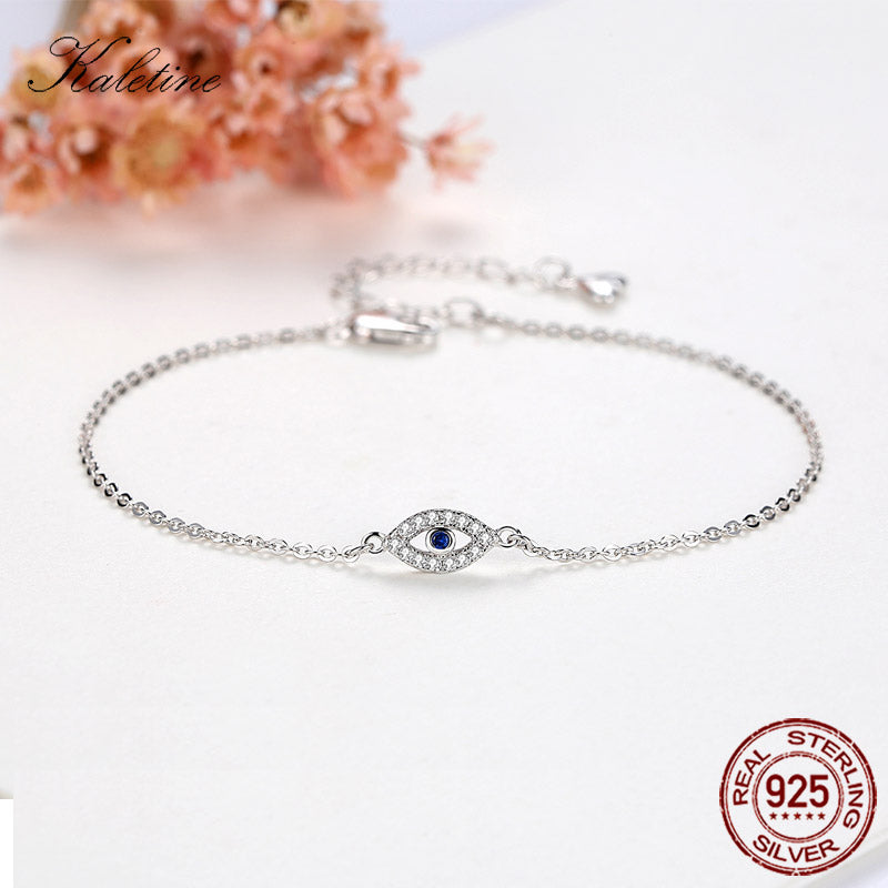 Sterling Silver Evil Eye Bracelet for Women by HitMyNeed