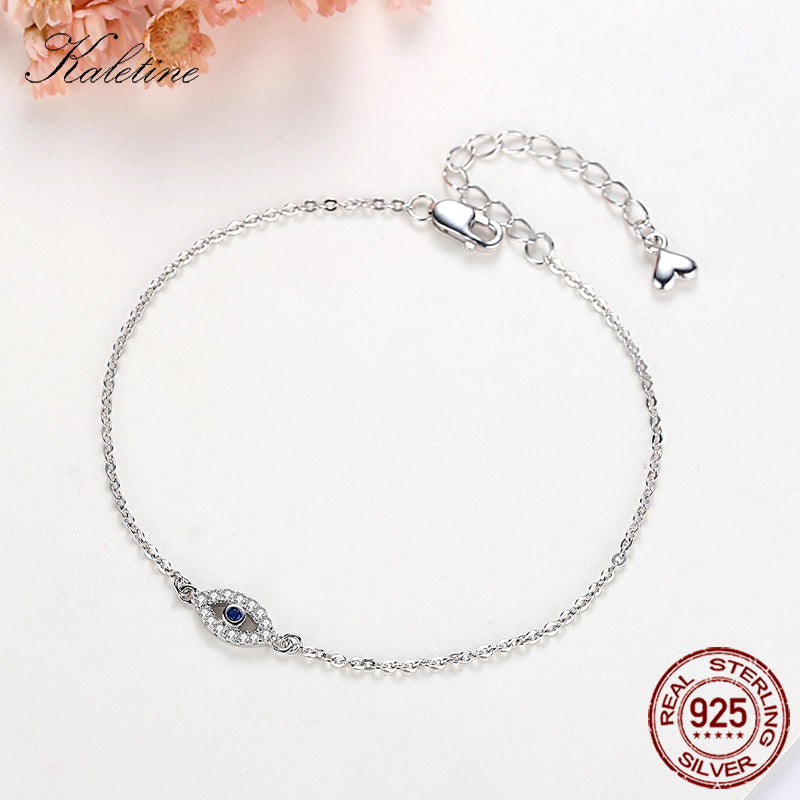 Sterling Silver Evil Eye Bracelet for Women by HitMyNeed
