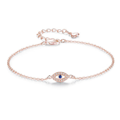 Sterling Silver Evil Eye Bracelet for Women rose-gold-color by HitMyNeed