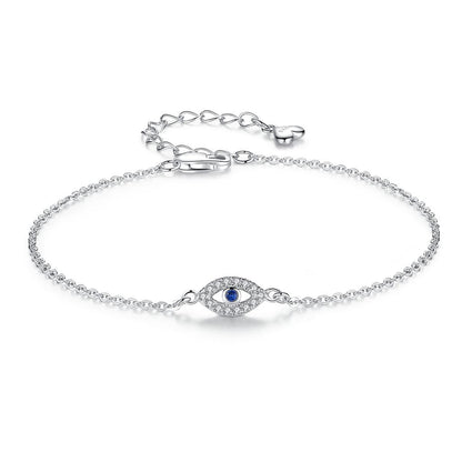 Sterling Silver Evil Eye Bracelet for Women white-gold-color by HitMyNeed