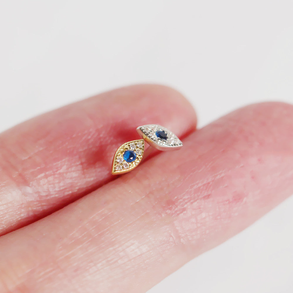 Sterling Silver Evil Eye Stud Earrings by HitMyNeed