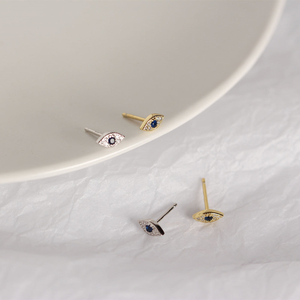Sterling Silver Evil Eye Stud Earrings by HitMyNeed