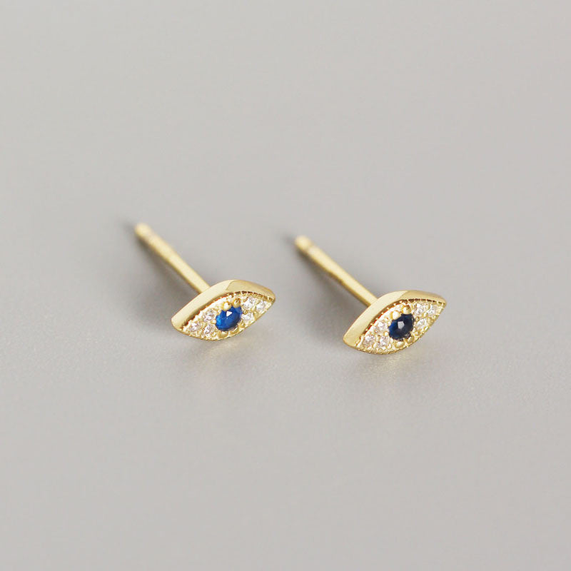 Sterling Silver Evil Eye Stud Earrings gold by HitMyNeed