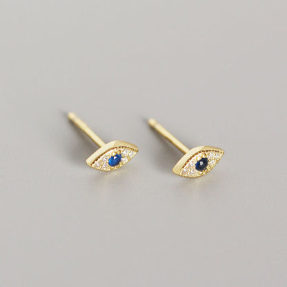 Sterling Silver Evil Eye Stud Earrings gold by HitMyNeed