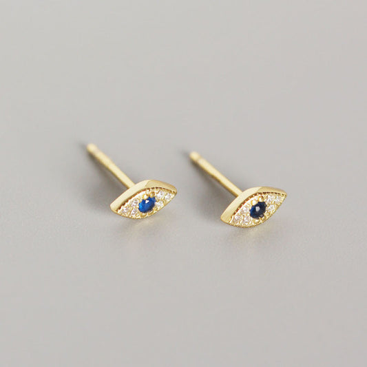 Sterling Silver Evil Eye Stud Earrings gold by HitMyNeed