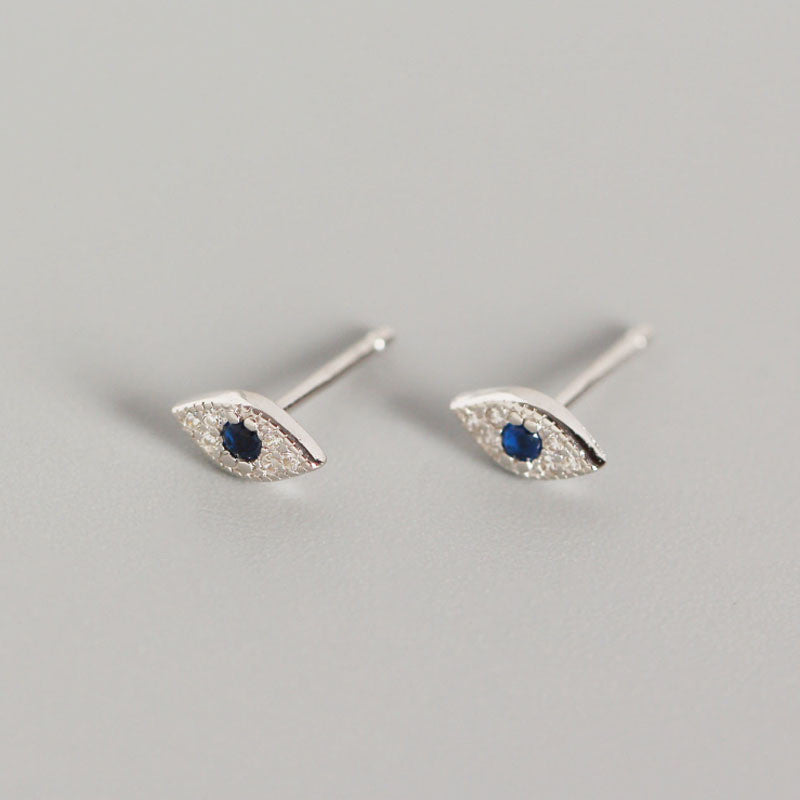 Sterling Silver Evil Eye Stud Earrings silver by HitMyNeed